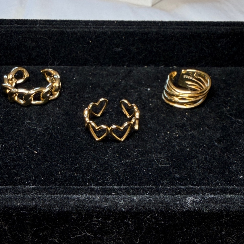 Set of 3 Gold-Tone Adjustable Rings